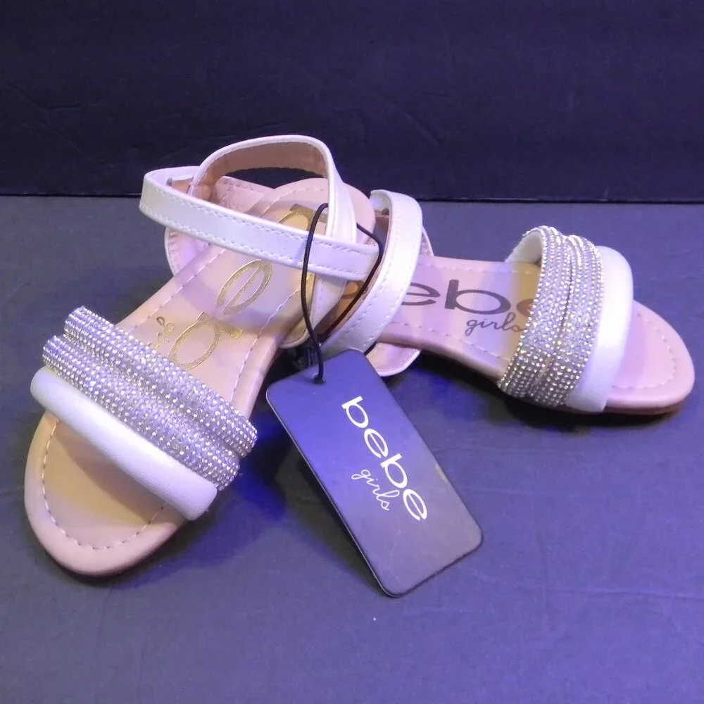 Bebe girls White Little Girls Sandals Adjustable Straps NWT